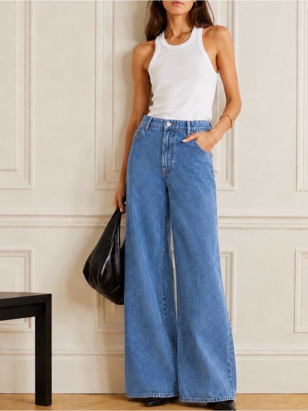 Madewell Wide Sweep Denim Trousers Womens 29 Blue High-rise Wide Leg J01 - Picture 1 of 6